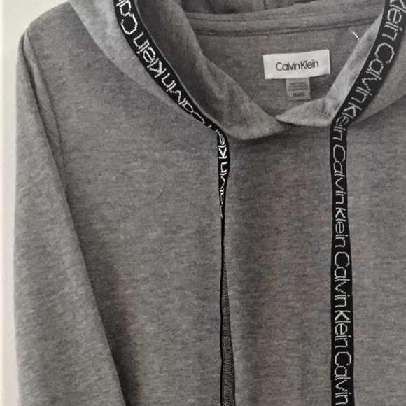NWT Calvin Klein Long Sleeve Hooded Sweatshirt Dress in Gray Sz M - Picture 6 of 10